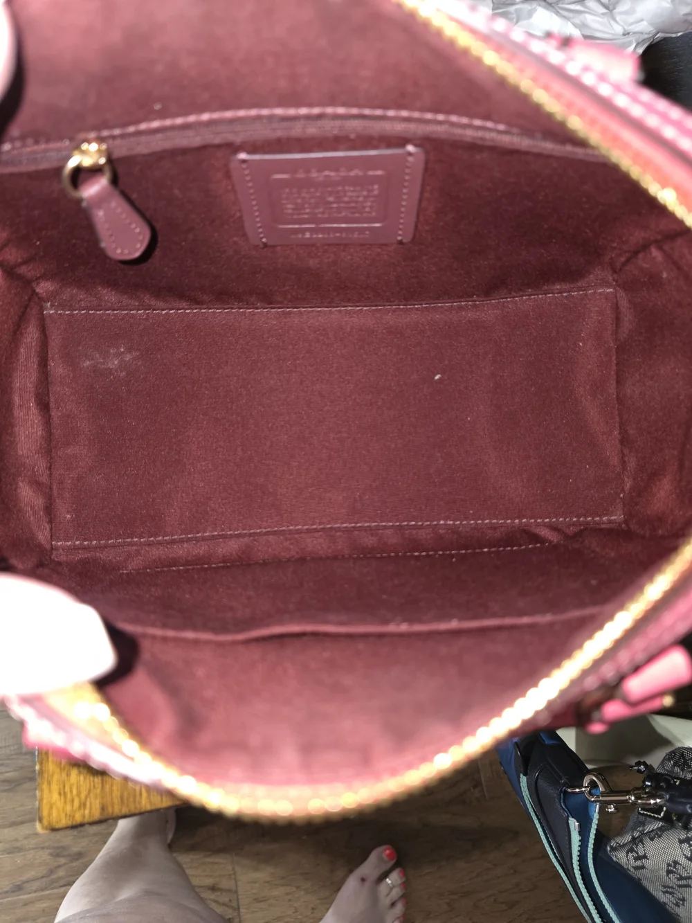 Coach Brown Rowan Signature Satchel with Pink Trim